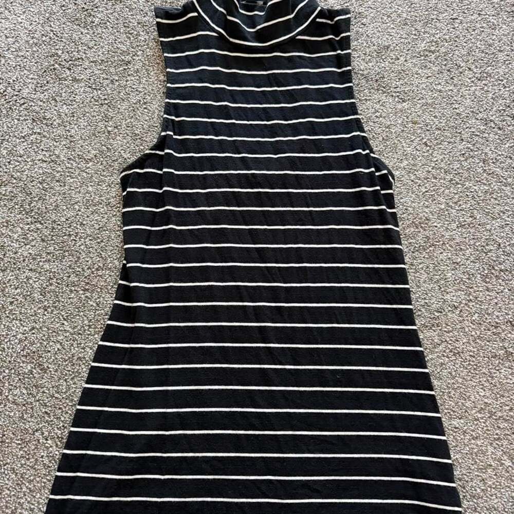 Express Striped Turtleneck Tank Top Size S Black White Cutout Back